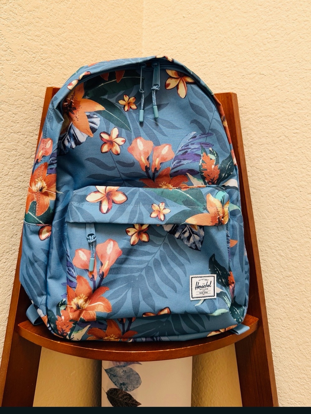 Herschel Supply Co. Blue Tropical Floral Backpack.